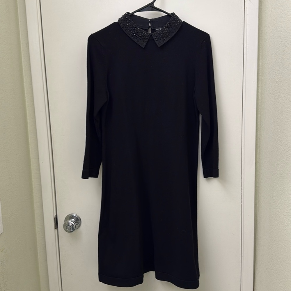 Karen Millen Black Long-Sleeved Dress w/ Rhinestone Collar Size 4 (XS/S)
